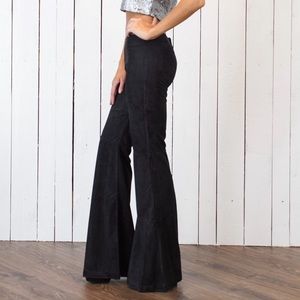 Dance & Marvel | Black Faux Suede Flare Pants